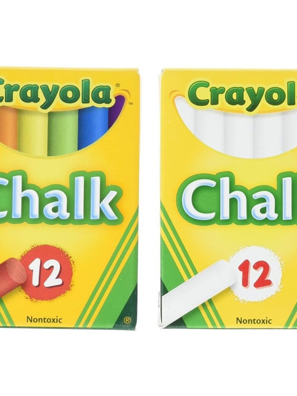 Non-Toxic White Chalk12 ct boxand Colored Chalk12 ct box Bundle